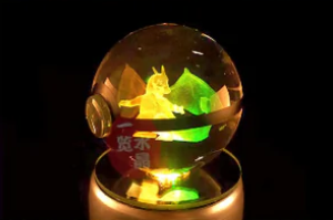 LAMPARA POKEBALL CRISTAL 3D GRANDE GITATORIA